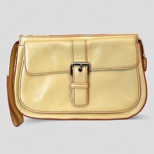 HYPE Leather Wristlet Clutch in Cream Y2K Hand Bag Purse Super Cute 2000s